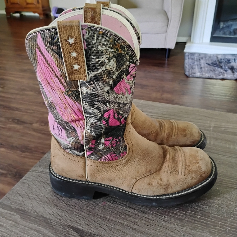 Pink and Brown Camouflage Ariat Boots